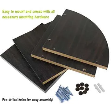 Corner Shelf, Greenco Modern Design 2 Tier Floating Shelves for Walls, Easy-to-Assemble Corner Shelf Wall Mount for Bedrooms and Living Rooms, Espresso Finish