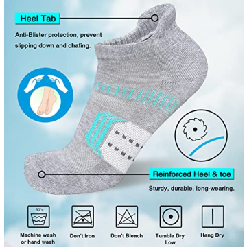 Suaskk Women's Cushion Ankle Running Socks - 5 Pairs