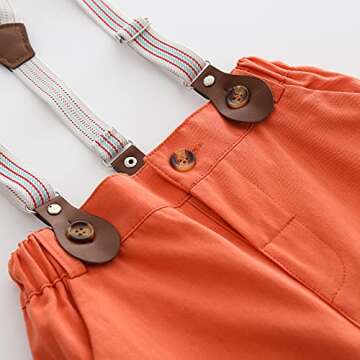 Baby Boys Gentleman Outfits Suits, Infant Short Sleeves Shirt+Bib Pants+Bow Tie Overalls Clothes Set