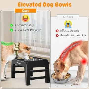 URPOWER Elevated Dog Bowls 4 Height Adjustable Raised Dog Bowl with No Spill Edge 2 Thick 50oz Stainless Steel Dog Food & Water Bowl Non-Slip Dog Bowl Stand for Small Medium Large Dogs and Pets