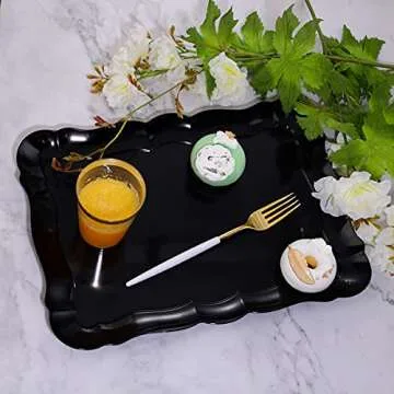 BBG Black Plastic Food Serving Trays, 15x10, Dishwasher Safe