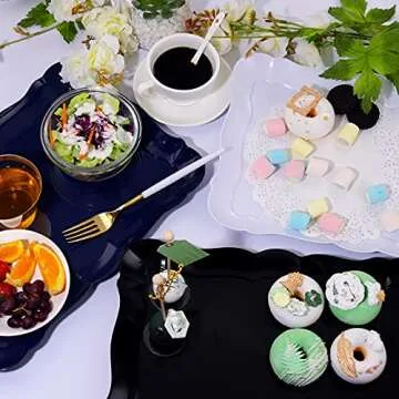 BBG Black Plastic Food Serving Trays, 15x10, Dishwasher Safe