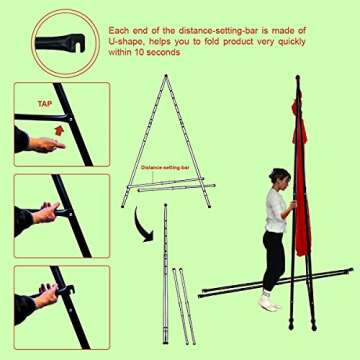 KT Dedicated Stand Frame For Aerial Yoga And Therapy Sensory Hammock Model KT1.1520YG. Foldable, Portable, Height Adjustable, Stable and Durable Upgraded Yoga Swing Stand Frame