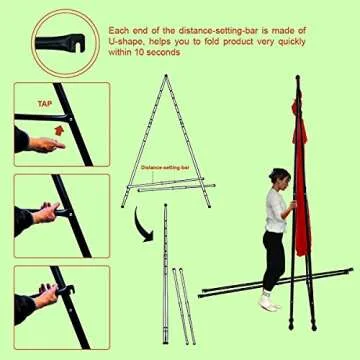 KT Dedicated Stand Frame For Aerial Yoga And Therapy Sensory Hammock Model KT1.1520YG. Foldable, Portable, Height Adjustable, Stable and Durable Upgraded Yoga Swing Stand Frame
