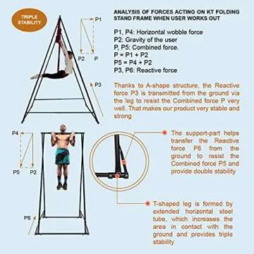 KT Dedicated Stand Frame For Aerial Yoga And Therapy Sensory Hammock Model KT1.1520YG. Foldable, Portable, Height Adjustable, Stable and Durable Upgraded Yoga Swing Stand Frame