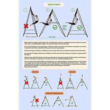 KT Dedicated Stand Frame For Aerial Yoga And Therapy Sensory Hammock Model KT1.1520YG. Foldable, Portable, Height Adjustable, Stable and Durable Upgraded Yoga Swing Stand Frame