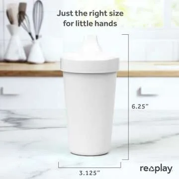 Re-Play Made in USA 10 Oz. Sippy Cups for Toddlers, Pack of 4 - Reusable Spill Proof Cups for Kids, Dishwasher/Microwave Safe - Hard Spout Sippy Cups for Toddlers 3.13" x 6.25", Seashell