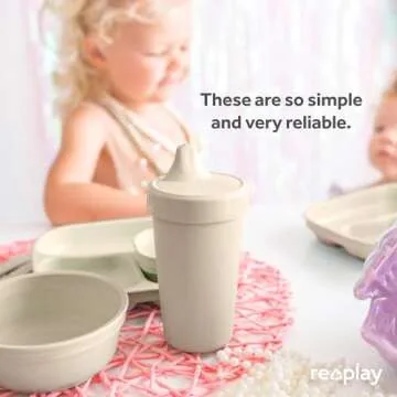 Re-Play Made in USA 10 Oz. Sippy Cups for Toddlers, Pack of 4 - Reusable Spill Proof Cups for Kids, Dishwasher/Microwave Safe - Hard Spout Sippy Cups for Toddlers 3.13" x 6.25", Seashell