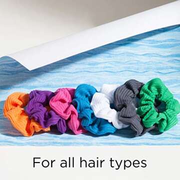 Goody Ouchless Jersey Scrunchies - 8 Ct, Assorted Neon Rainbow Tones, Damage-Free, Dentless & Secure...