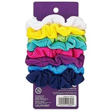 Goody Ouchless Jersey Scrunchies - 8 Ct, Assorted Neon Rainbow Tones, Damage-Free, Dentless & Secure Hold Hair Ties, Gentle Hair Accessories for Women & Men, All Day Comfort, All Hair Types