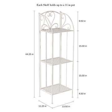 Pure Garden Plant Stand 3-Tier Vertical Shelf Indoor or Outdoor Folding Wrought Iron Home Garden Dis...
