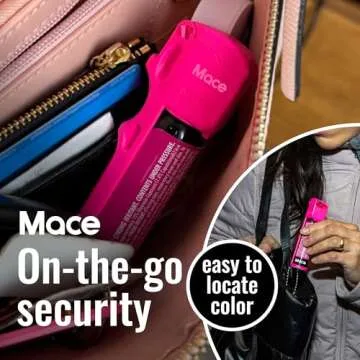 Mace Brand Self Defense Mace Pepper Spray, 12' Spray Stream, 10% OC Pepper Spray with UV Marking Dye, Attention-Grabbing Pink Case, Keychain & Belt-Clip, 18 Grams, 4.25" x 1.25" Personal Size (80347), Hot Pink