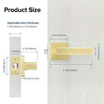 Leydebong 3 Pack Door Locks Door Knobs Interior in Light Satin Brass Finish, Bedroom Bathroom Privacy Door Handles Interior Gold Lever Keyless, Heavy Duty & Sleek