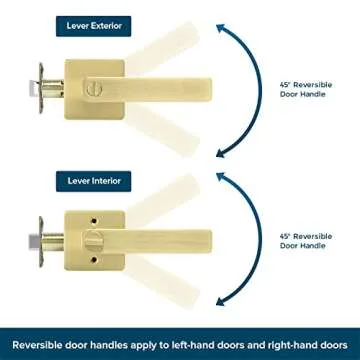 Leydebong 3 Pack Door Locks Door Knobs Interior in Light Satin Brass Finish, Bedroom Bathroom Privacy Door Handles Interior Gold Lever Keyless, Heavy Duty & Sleek
