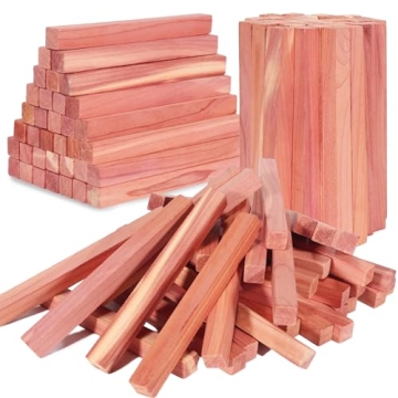 UNIVIVO 50PCS Cedar Sticks, 100% Aromatic Red Cedar Blocks for Closet Storage, Wardrobe, Closets Dra...