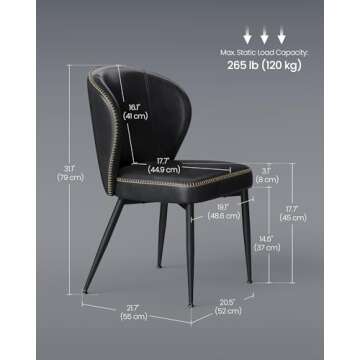 VASAGLE EKHO Collection - Set of 4 Dining Chairs, Stylish Comfortable Seating