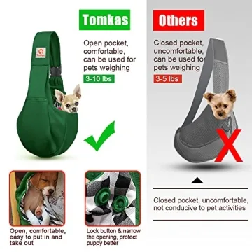 TOMKAS Adjustable Dog Sling Carrier for Small Pets