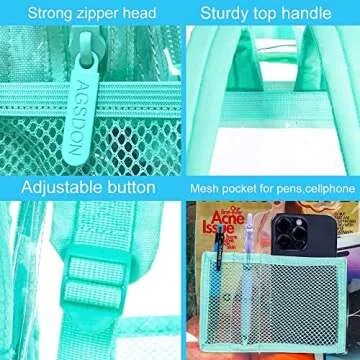 gxtvo Clear Backpack - Heavy Duty, Stadium Approved in Green