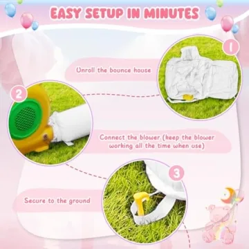 FINCOME Inflatable Bounce House for Kids, White Bounce House with Slide, Jumping Bouncy Castle for Kids Birthday Party, Wedding, Backyard Indoor/Outdoor White (with Blower)