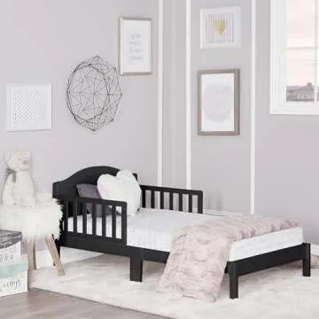 Dream On Me Sydney Toddler Bed in Black, Greenguard Gold Certified, JPMA Certified, Low To Floor Des...