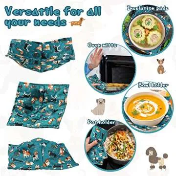 Cunhill Cotton Dog Print Microwave Bowl Holders for Safe Dining