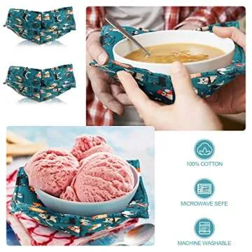 Cunhill Cotton Dog Print Microwave Bowl Holders for Safe Dining