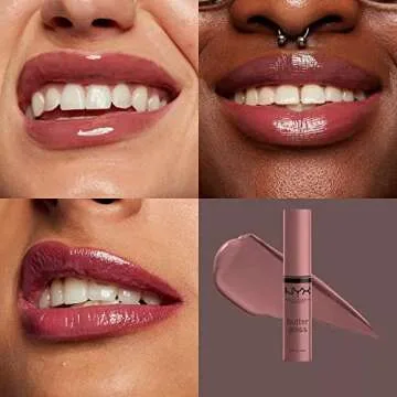 NYX PROFESSIONAL MAKEUP Butter Gloss, Non-Sticky Lip Gloss - Cinnamon Roll (Dusty Nude Mauve)