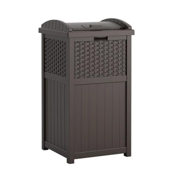 Suncast 33 Gallon Stylish Outdoor Trash Can