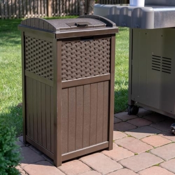 Suncast 33 Gallon Stylish Outdoor Trash Can