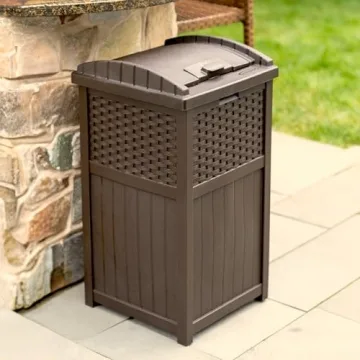 Suncast 33 Gallon Stylish Outdoor Trash Can