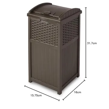 Suncast 33 Gallon Stylish Outdoor Trash Can