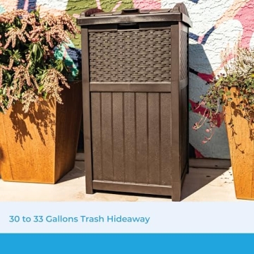 Suncast 33 Gallon Stylish Outdoor Trash Can