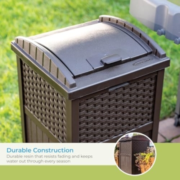 Suncast 33 Gallon Stylish Outdoor Trash Can