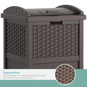 Suncast 33 Gallon Stylish Outdoor Trash Can
