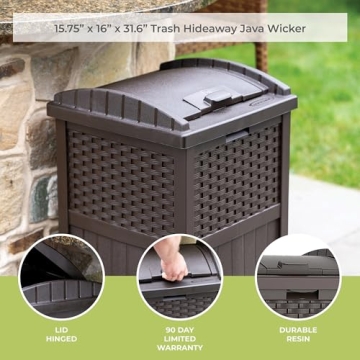 Suncast 33 Gallon Stylish Outdoor Trash Can