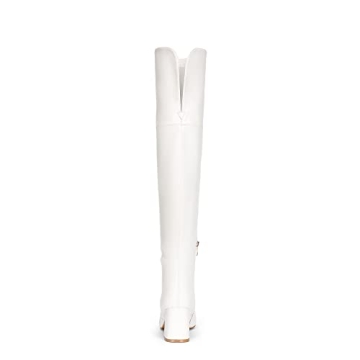 DREAM PAIRS Women's Thigh High Boots White PU Size 9