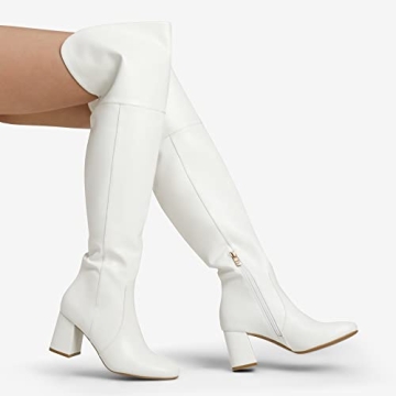 DREAM PAIRS Women's Thigh High Boots White PU Size 9