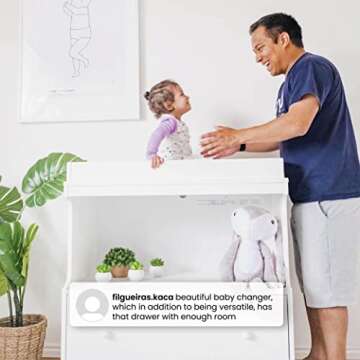 Delta Children Essex Convertible Changing Table with Drawer, Bianca White/Natural