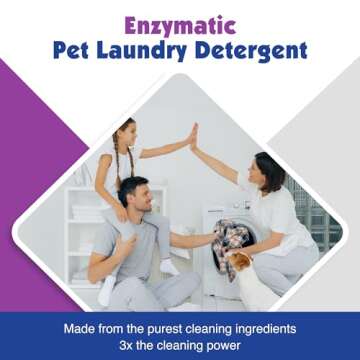 LaundraPet, 3X Strength Premium Laundry Detergent with Enzyme Cleaner, Removes Animal Odors and Stains, Pet Detergent - 64 Oz. by Alpha Tech Pet