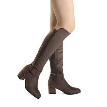 DREAM PAIRS Women's Khaki Knee High Stretchy Fashion Boots Size 11 M US Jennifer-3