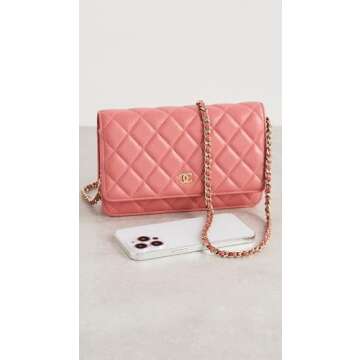 Chanel Pink Caviar Classic Quilted Wallet On Chain - Pink - One Size