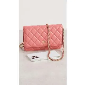 Chanel Pink Caviar Classic Quilted Wallet On Chain - Pink - One Size