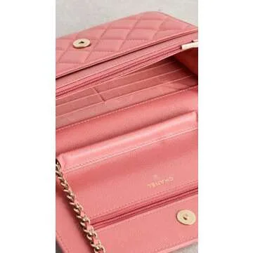 Chanel Pink Caviar Classic Quilted Wallet On Chain - Pink - One Size