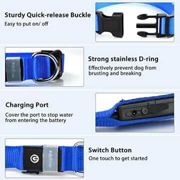 PcEoTllar Light up Dog Collar for Night Walking - LED Dog Collar Light Rechargeable Color Changing, Glow in The Dark Dog Collars Waterproof Glowing Dog Collars for Large Small Medium Dogs