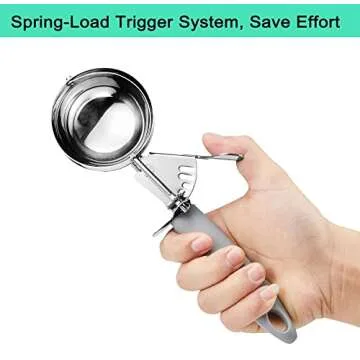 JUNADAEL J Portion Scoop, 4 OZ Scooper, #8 Disher Scoop, 8 Tbsp Cupcake Scoop, 1/4 Cup Cookie Scoop, Grey Handle, for Portion Control, Cookie Dough, Cupcake Batter, Ice Cream