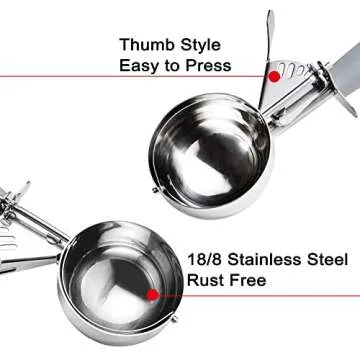 JUNADAEL J Portion Scoop, 4 OZ Scooper, #8 Disher Scoop, 8 Tbsp Cupcake Scoop, 1/4 Cup Cookie Scoop, Grey Handle, for Portion Control, Cookie Dough, Cupcake Batter, Ice Cream