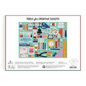 Galison Tools for Creative Business – 1000 Piece Puzzle Fun and Challenging Activity with Bright and Bold Artwork of Inspirational Stationery Supplies for Adults and Families
