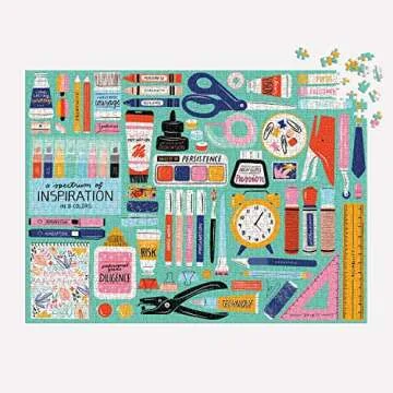 Galison Tools for Creative Business – 1000 Piece Puzzle Fun and Challenging Activity with Bright and Bold Artwork of Inspirational Stationery Supplies for Adults and Families