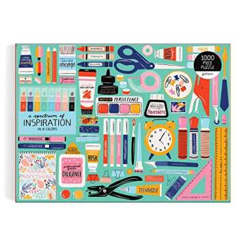 Galison Tools for Creative Business – 1000 Piece Puzzle Fun and Challenging Activity with Bright and Bold Artwork of Inspirational Stationery Supplies for Adults and Families
