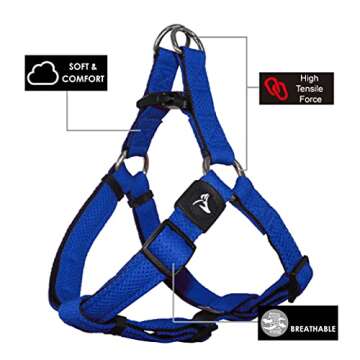 Kruz Original Heavy-Duty No Pull Dog Harness - Ultra Comfort, Lifetime Durability, Pet Harness for Small and Medium Dog Breeds (Blue, Large)